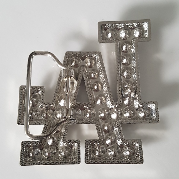 Vintage Belt Buckle Silver Color with Stones - Picture 2 of 3